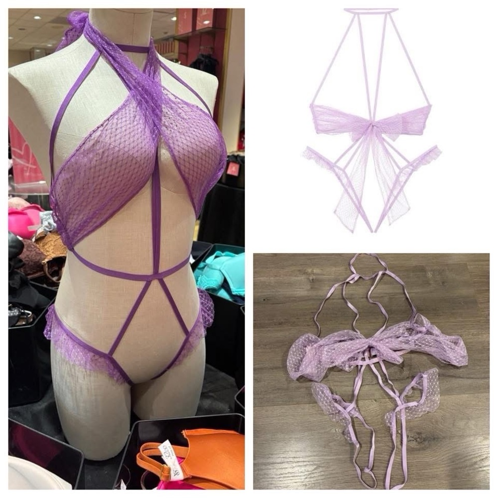 Victoria's Secret Purple Tulle Lace Bodysuit
